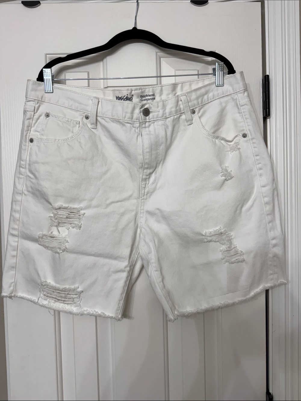 Mossimo White Distressed Boyfriend Jean Shorts